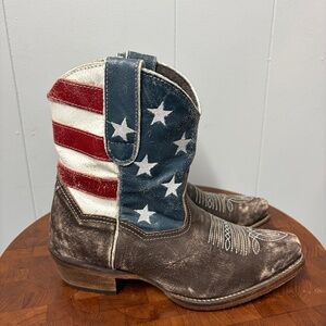 Roper Women's American Beauty Flag  Snip Toe Ankle Boots Size 6